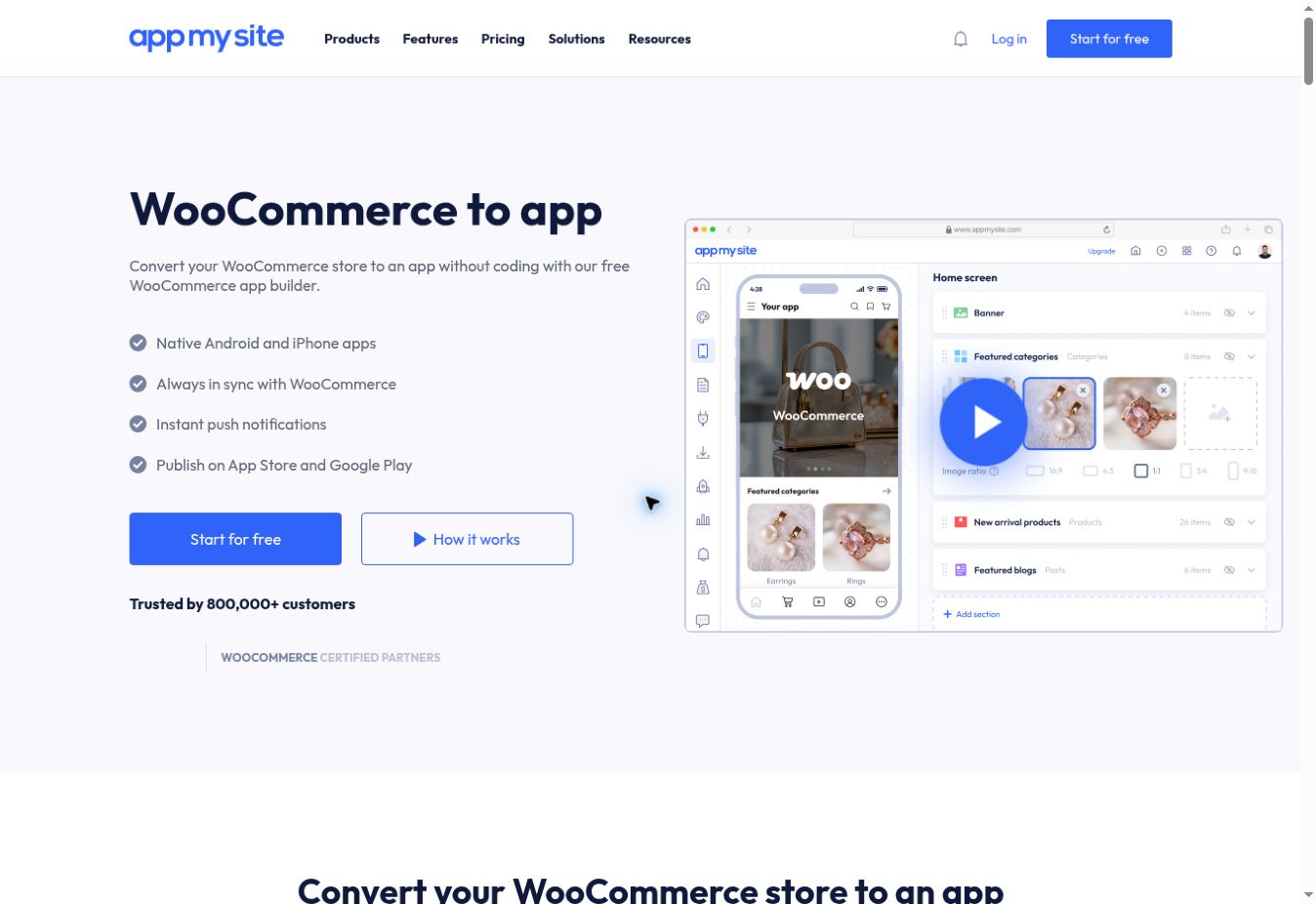 The AppMySite WooCommerce app builder