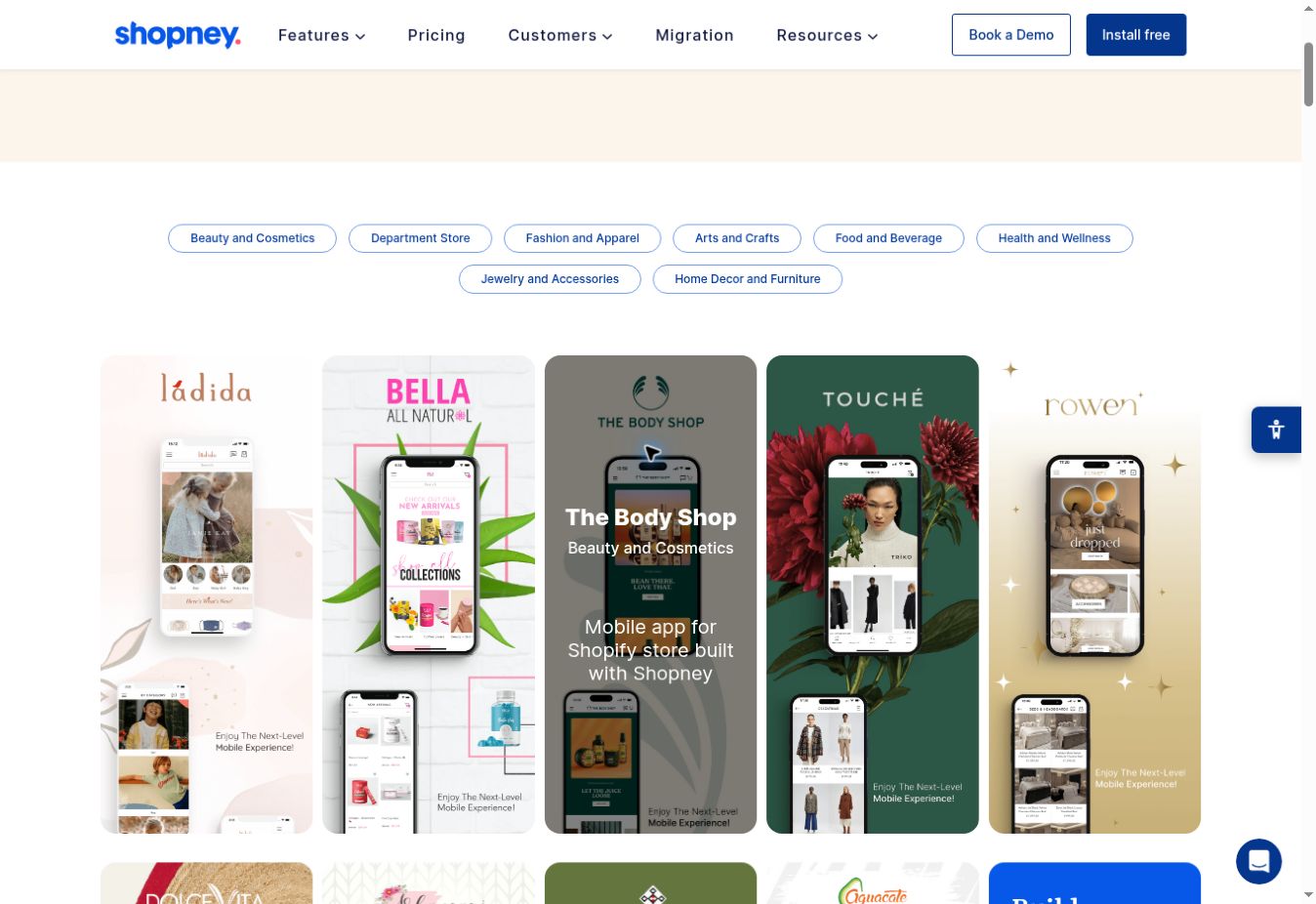 Examples of ecommerce apps built with Shopney