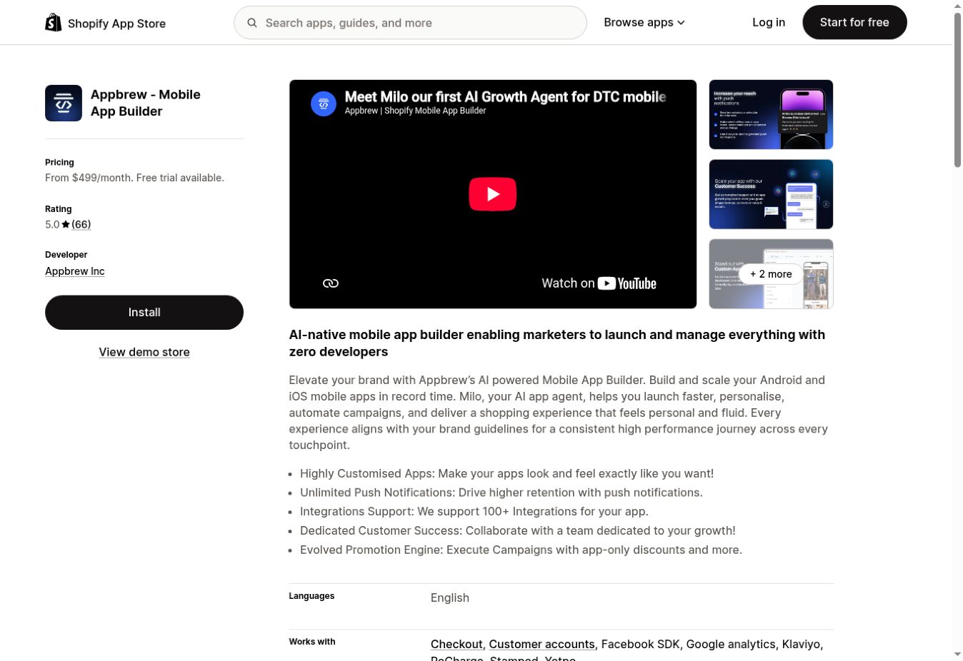 Appbrew mobile app builder for Shopify