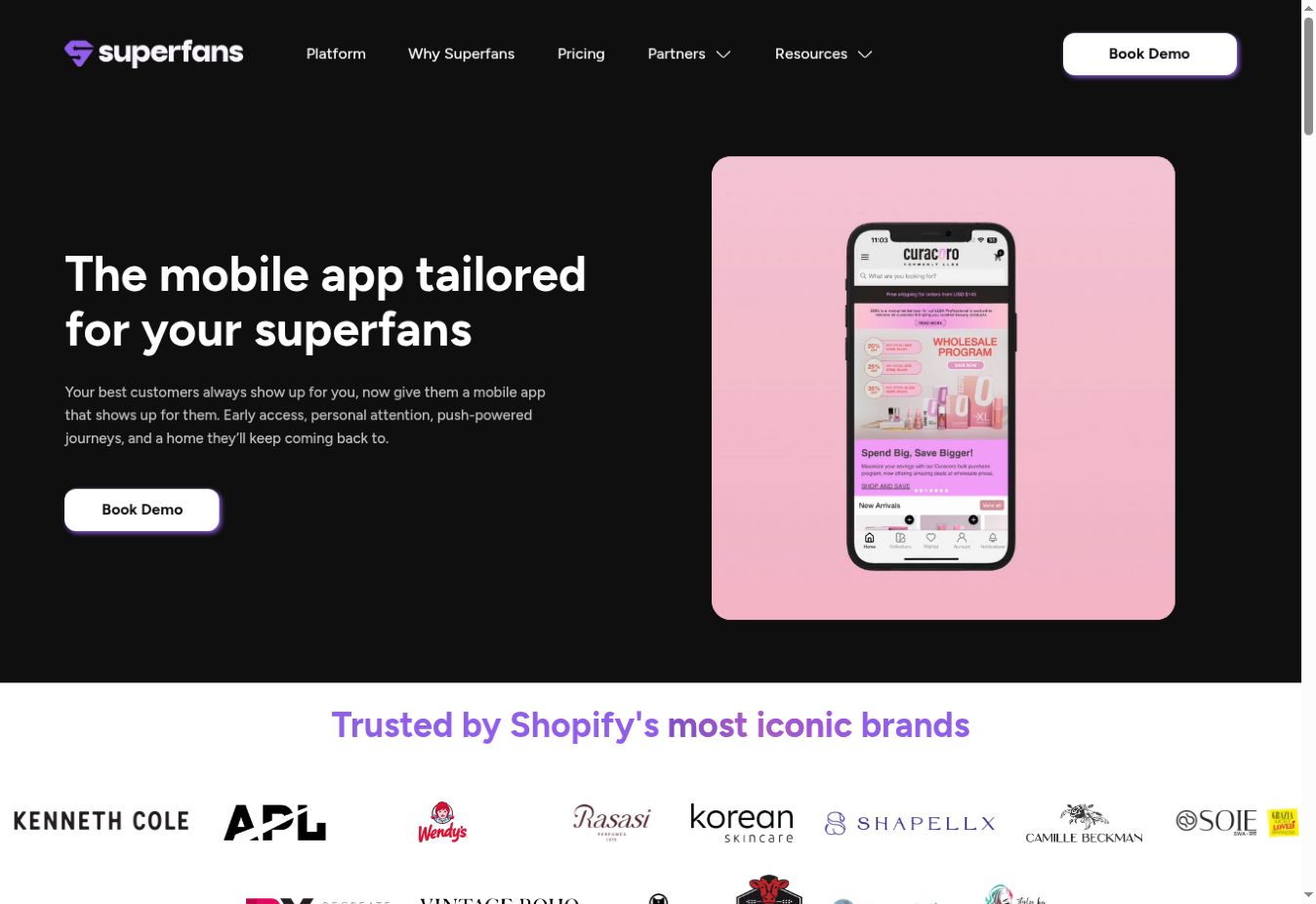 A customer mobile app built with Superfans