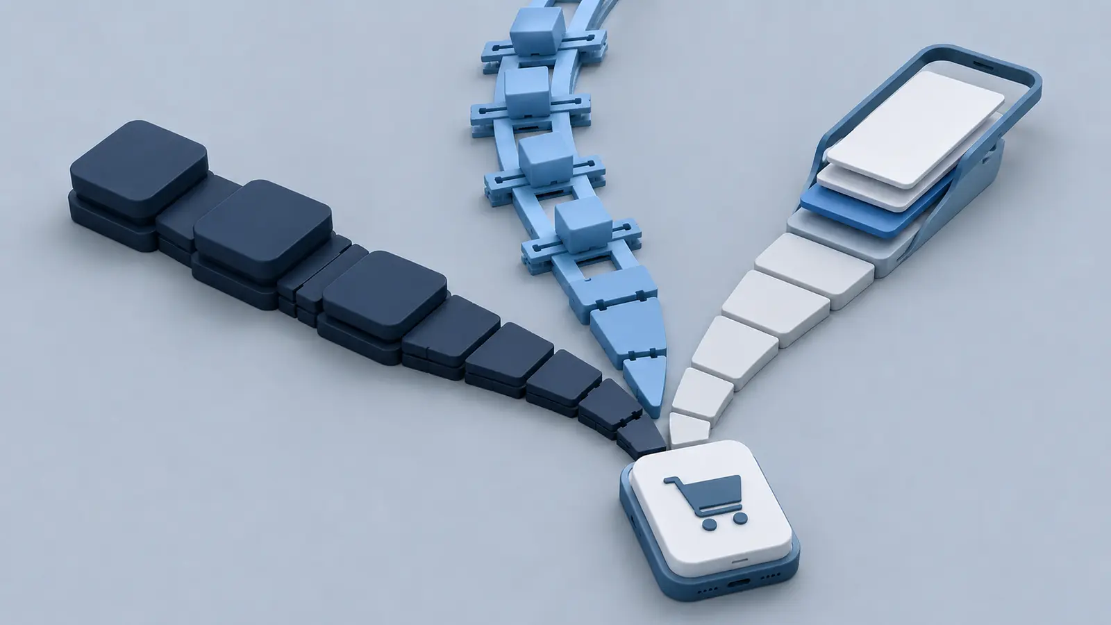 Three distinct technical paths converging on one ecommerce app